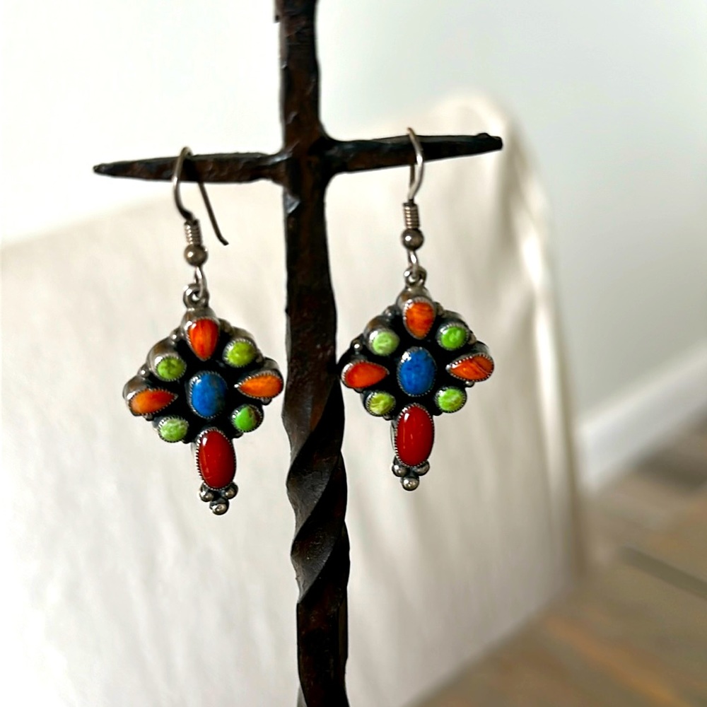 Vintage Don Lucas Multi-Stone Sterling Earrings